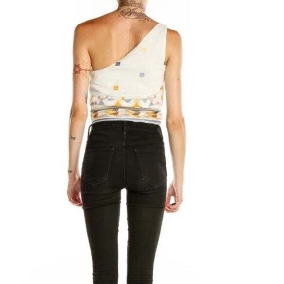 NWT‎ Free People One Shoulder Aztec Bali Baby Boho Embroidered Crop Top Medium - Picture 5 of 13